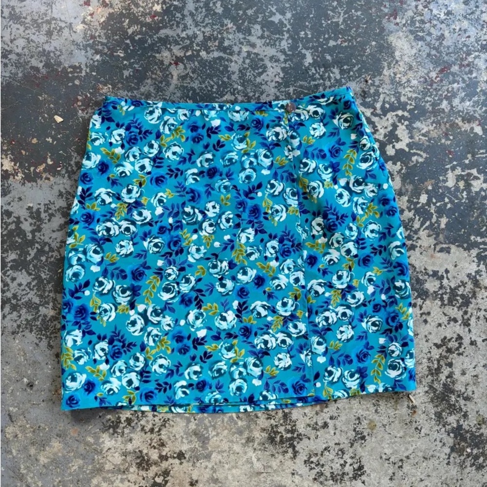 Heart Soul Blue Floral mini Skirt